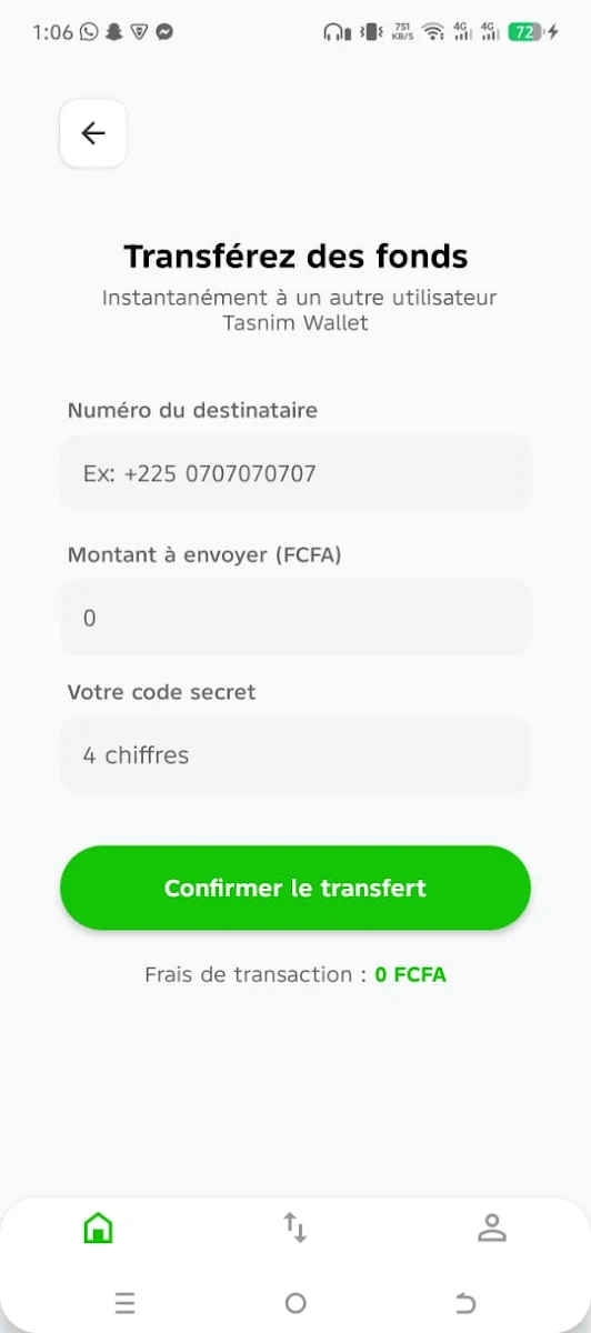 Dépôt Mobile Money Tasnim Wallet